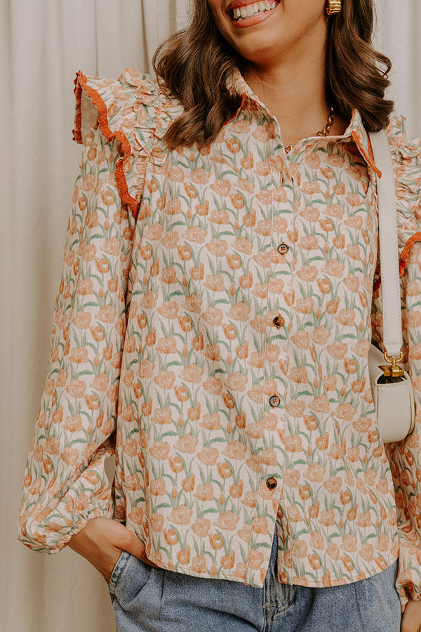 Sunday Embrace Floral Corduroy Button Up Top Image 3