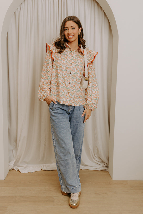 Sunday Embrace Floral Corduroy Button Up Top Image 2