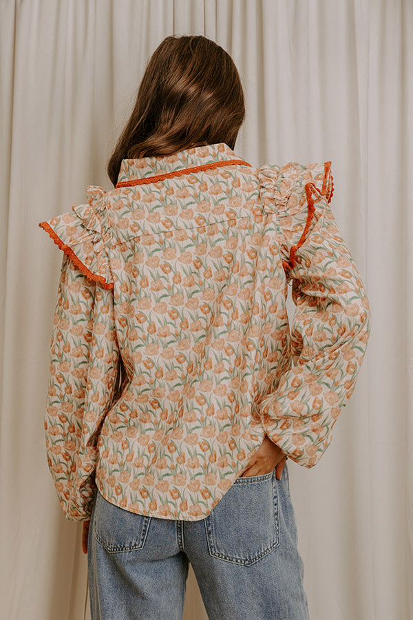 Sunday Embrace Floral Corduroy Button Up Top Image 5