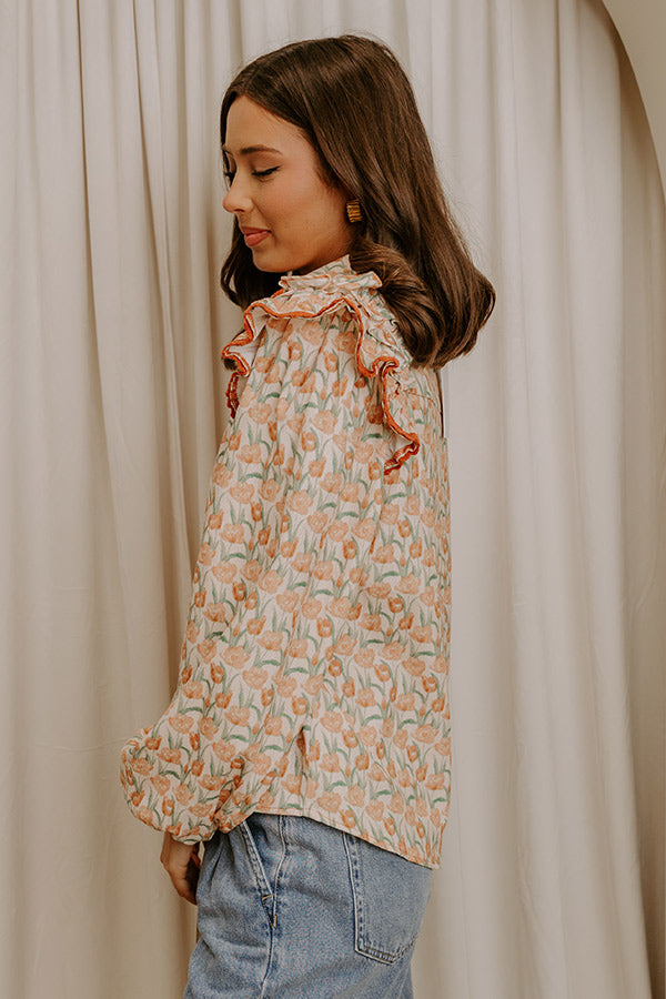 Sunday Embrace Floral Corduroy Button Up Top Image 4