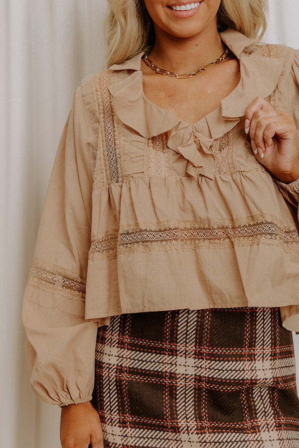 Feeling Lighthearted Lace Top in Iced Latte Image 2