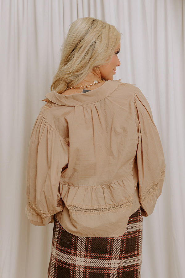 Feeling Lighthearted Lace Top in Iced Latte Image 5