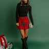 Holiday Party High Waist Plaid Skort in Red Image - 1