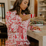 Christmas Night Satin Pajama Top in Red Image - 1