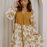 Harvest Charm Floral Mini Dress in Mustard Image 1