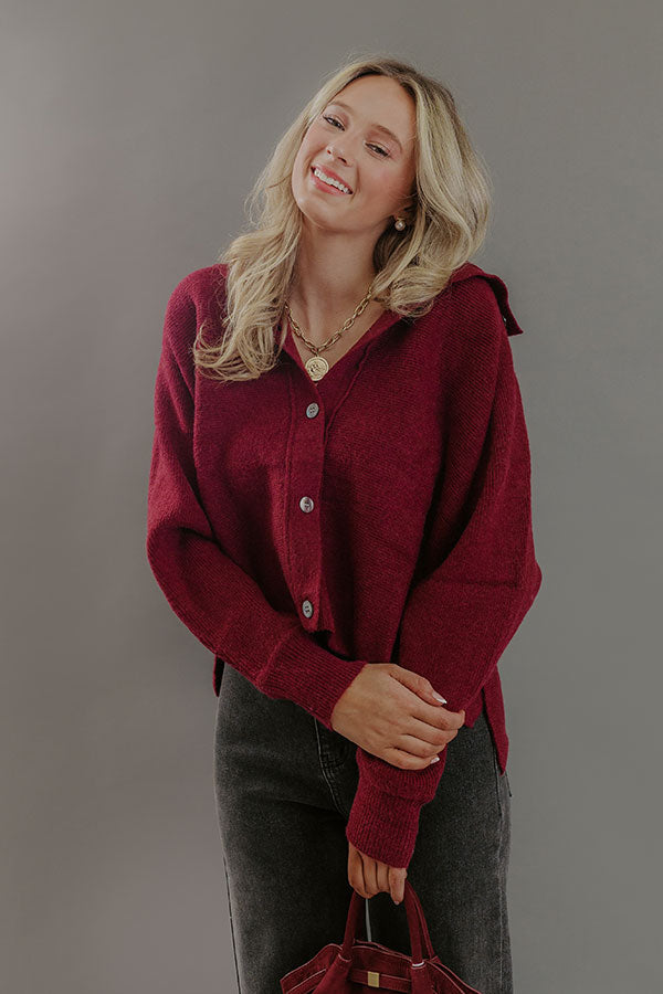 Nantucket Chill Knit Cardigan in Merlot Image - 2