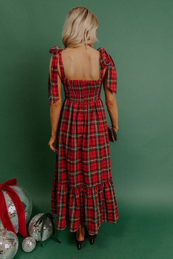 Holiday Party Plaid Midi Dress Image - 5