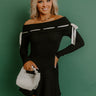 Modern Romance Ribbed Off Shoulder Mini Dress in Black Image 1