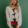 Pretty Little Bows Open Back Sweater in Oatmeal Image 1