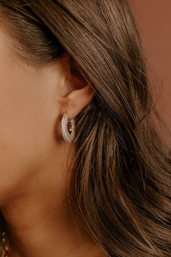 Glitzy Gala Cubic Zirconia Pave Hoop Earrings Image - 1