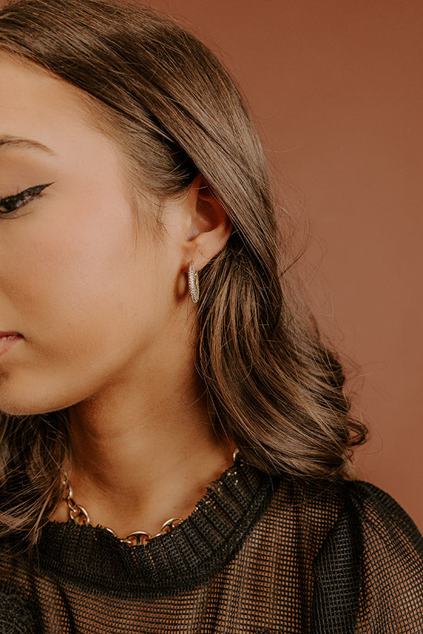 Glitzy Gala Cubic Zirconia Pave Hoop Earrings Image - 2