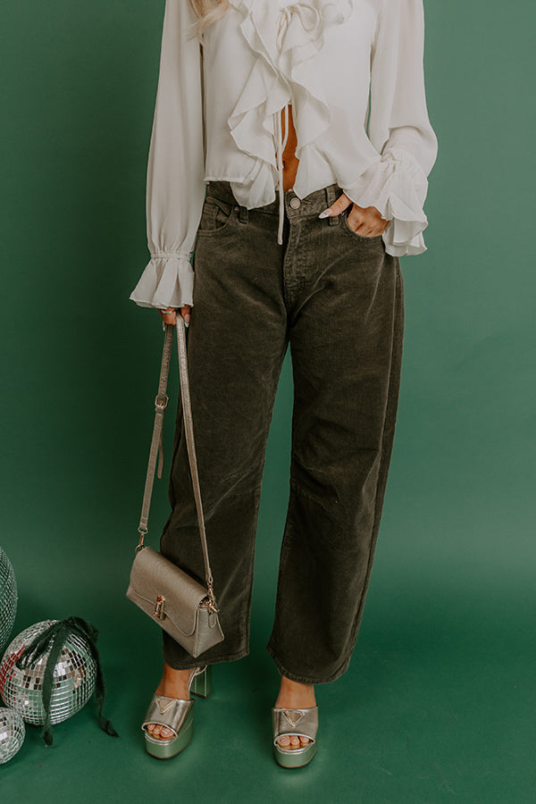 Just USA Brielle High Waist Corduroy Barrel Leg Pants Image - 4