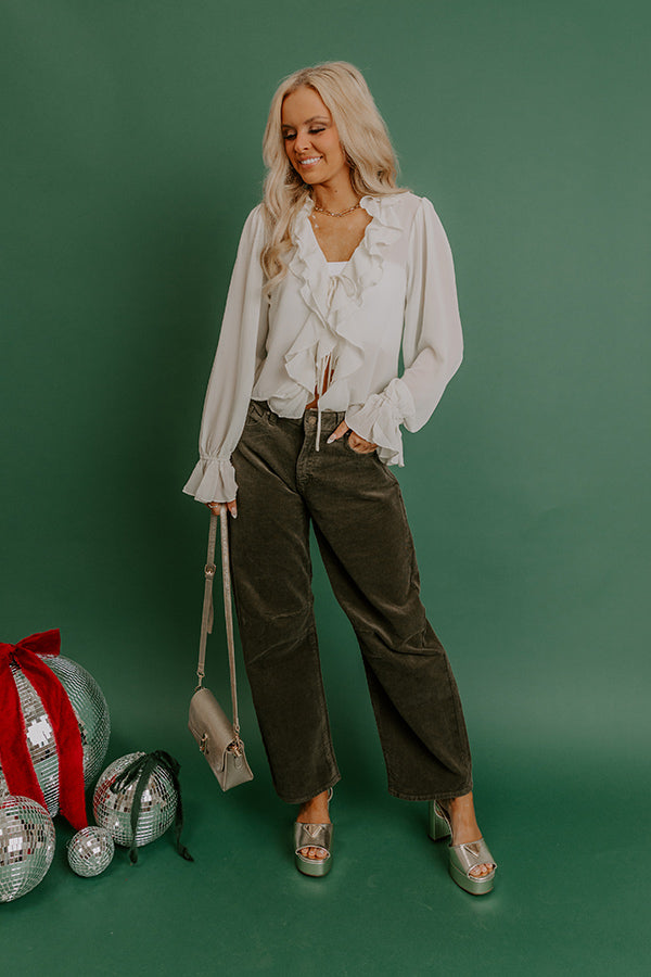 Just USA Brielle High Waist Corduroy Barrel Leg Pants Image - 3