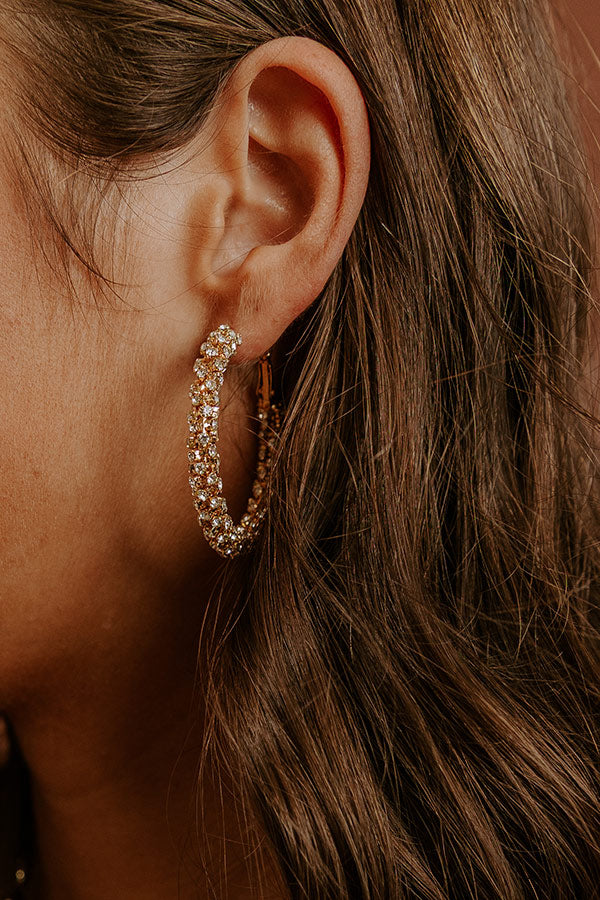 Sparkling Smile Rhinestone Hoop Earrings Image - 2