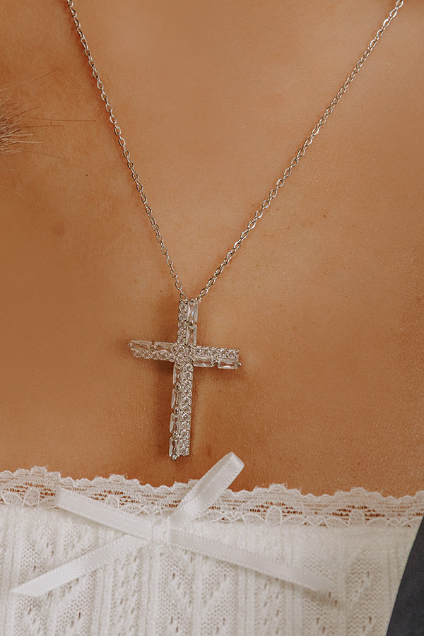 Faithfully Yours Cubic Zirconia Necklace in Silver Image - 3