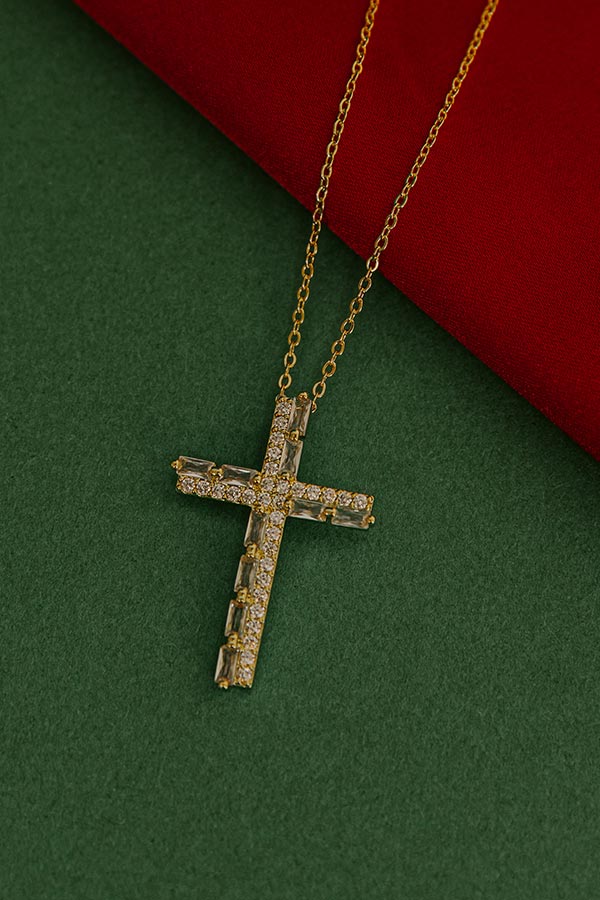 Faithfully Yours Cubic Zirconia Necklace in Gold Image - 3