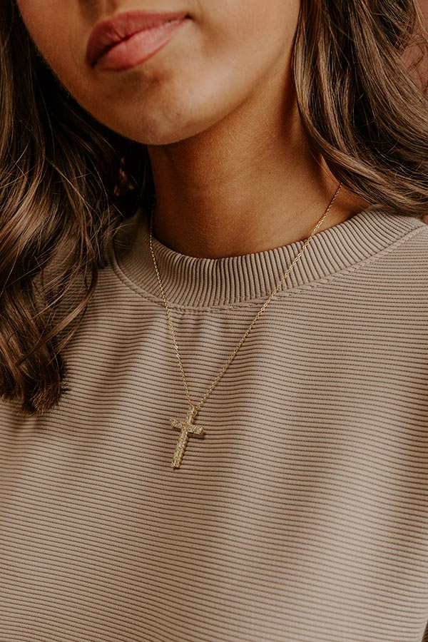 Faithfully Yours Cubic Zirconia Necklace in Gold Image - 2