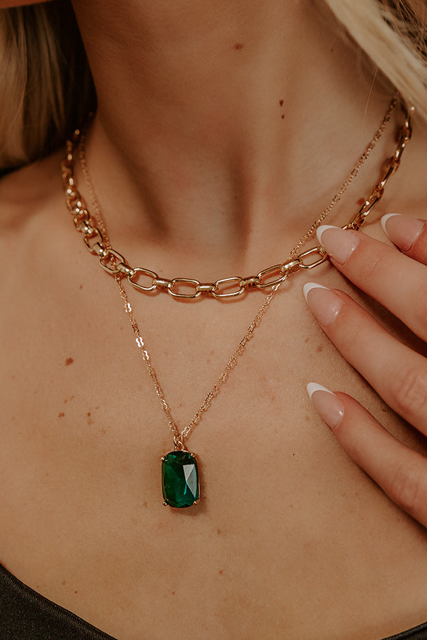 Modern Muse Layered Necklace in Emerald Image - 2