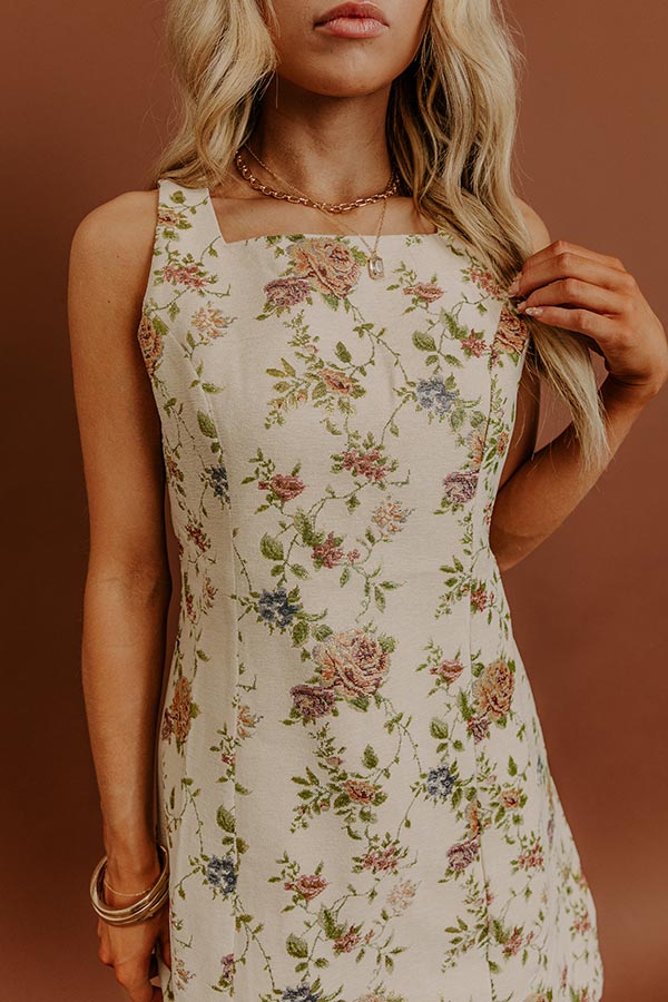 Fancy Seeing You Floral Jacquard Mini Dress Image - 4