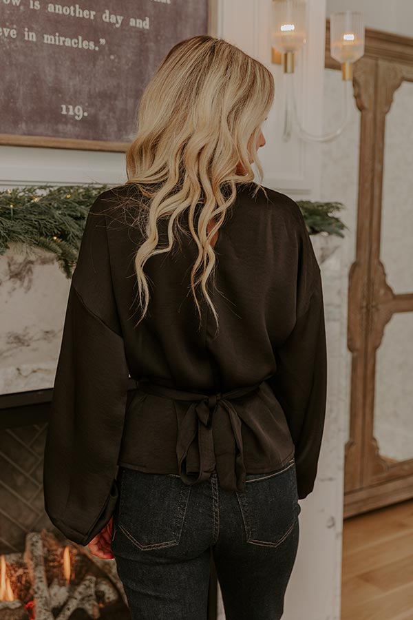 Kind Smile Satin Top in Black Image - 4