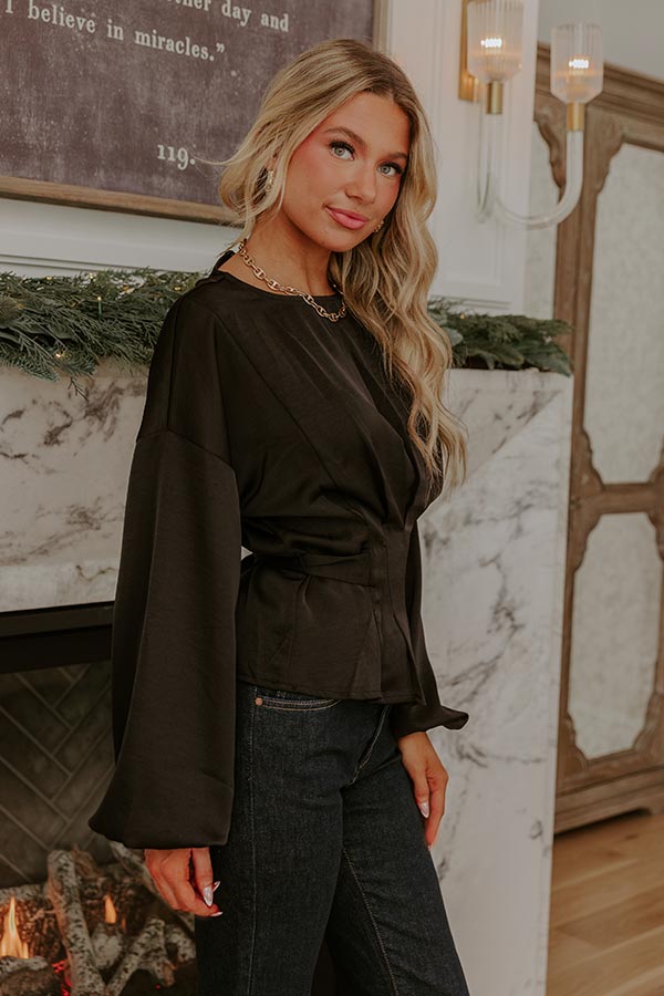 Kind Smile Satin Top in Black Image - 3