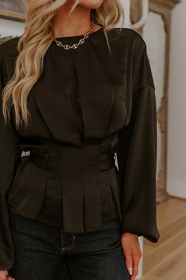 Kind Smile Satin Top in Black Image - 5