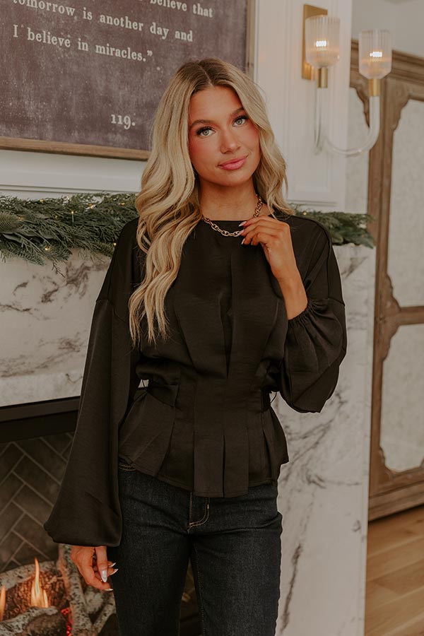 Kind Smile Satin Top in Black Image - 1