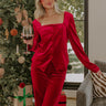 Chic Influencer Velvet Top in Red Image - 1