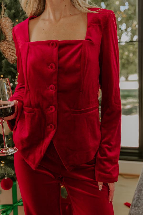 Chic Influencer Velvet Top in Red Image - 4