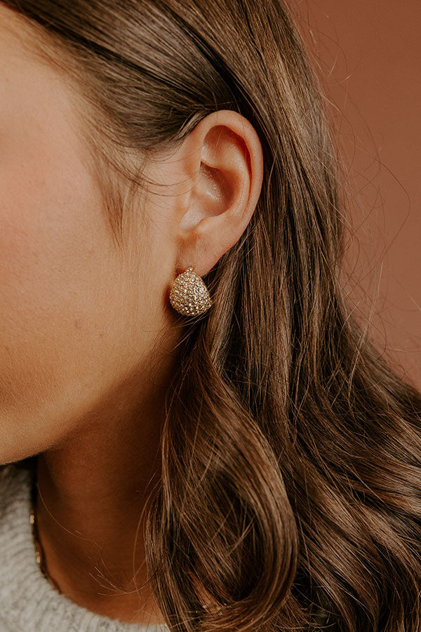 Glimmer Of Gorgeous Pave Hoop Earrings in Gold Image - 1