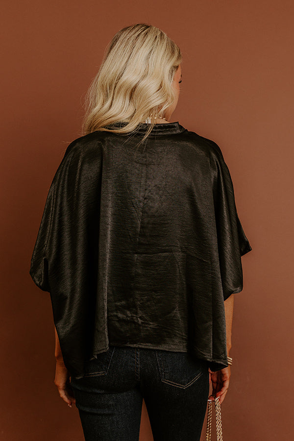 High Society Chic Satin Top in Black Image - 5