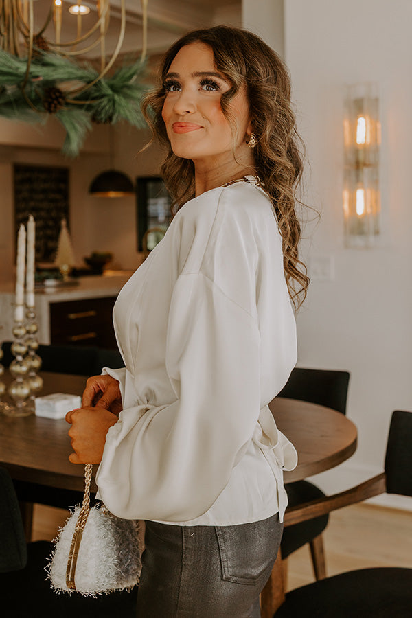 Kind Smile Satin Top in Cream Image - 5