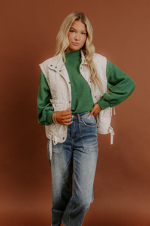 Cabin Mornings Quilted Vest in Ivory Image - 1