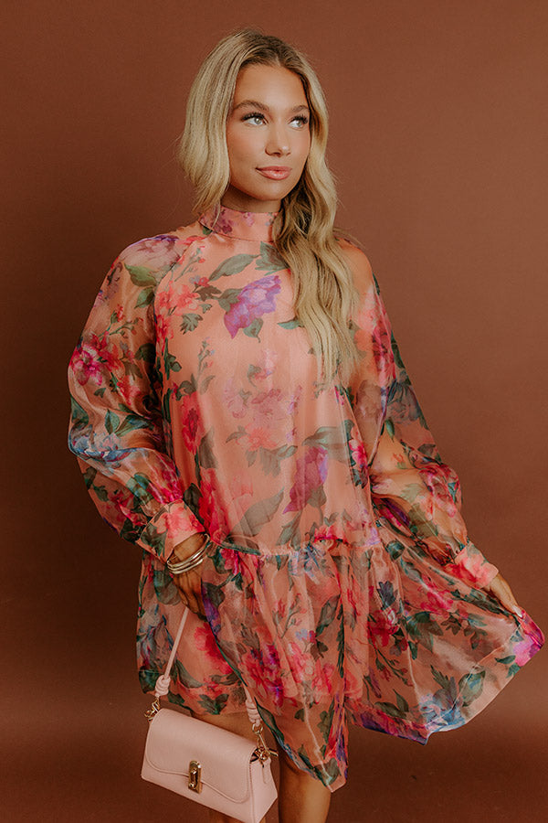 Sweet Serenade Floral Organza Mini Dress Image - 4