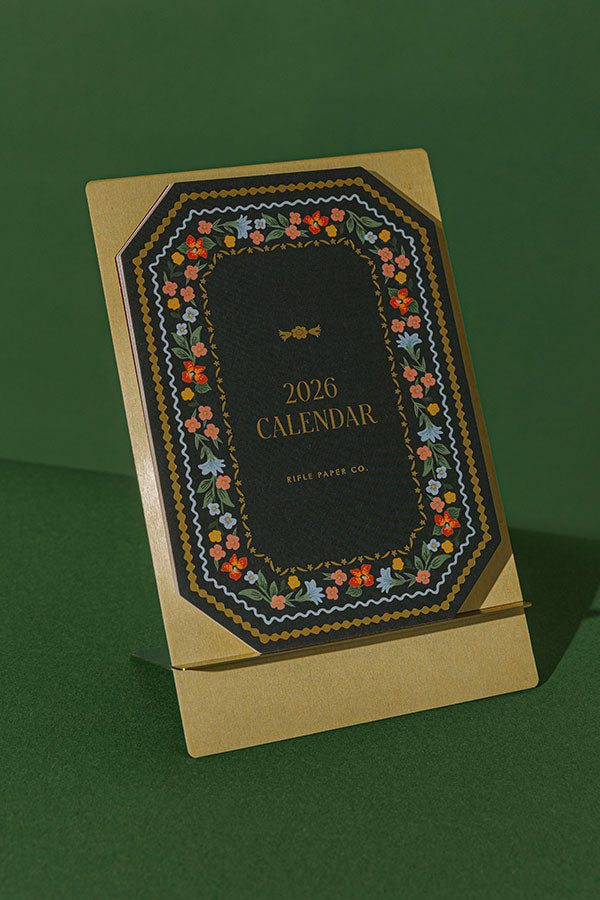 Rifle Paper Co. 2026 Brass Easel Desk Calendar Image - 2