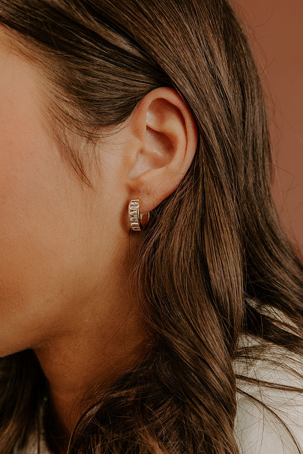Glimmering Smile Baguette Huggie Hoop Earrings Image - 1