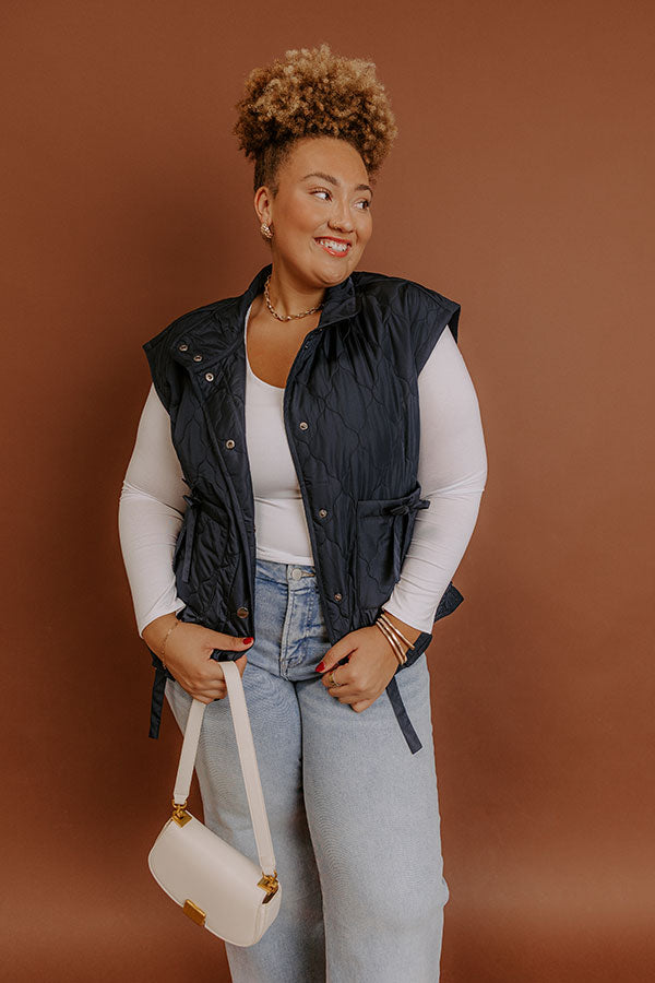 Cabin Mornings Quilted Vest in Navy Curves Image - 1