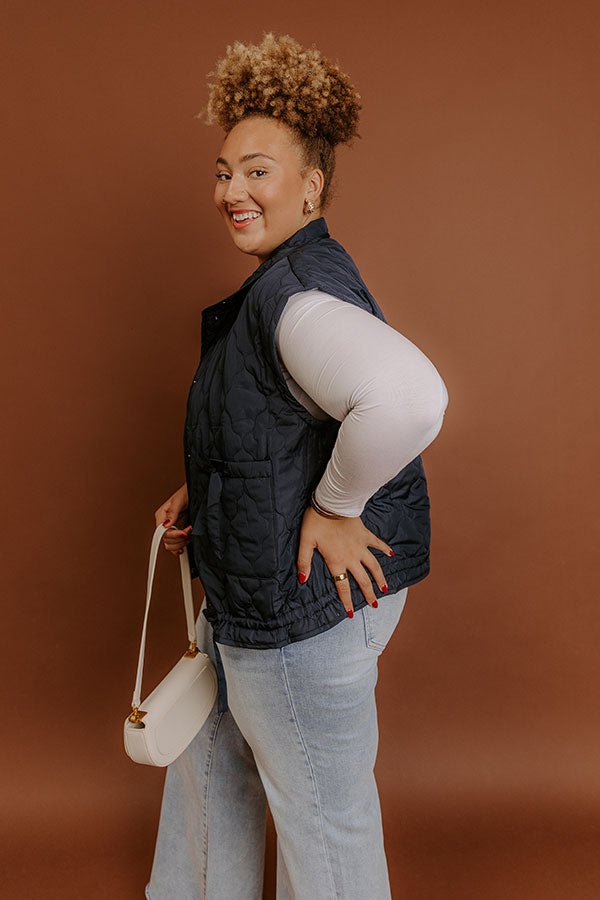 Cabin Mornings Quilted Vest in Navy Curves Image - 4