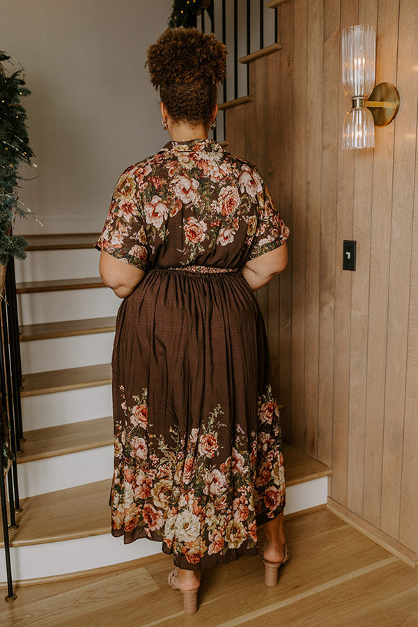 Sweet Symphony Floral Midi Dress in Chestnut Curves Image - 3
