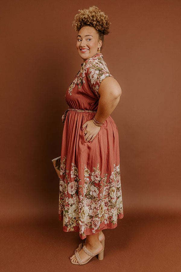 Sweet Symphony Floral Midi Dress in Rustic Rose Curves Image - 2