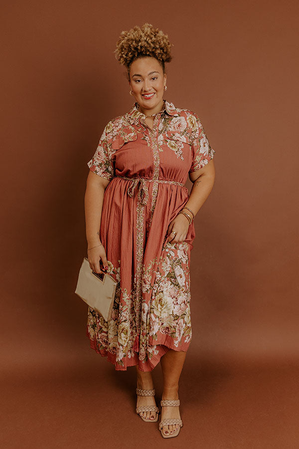 Sweet Symphony Floral Midi Dress in Rustic Rose Curves Image - 5