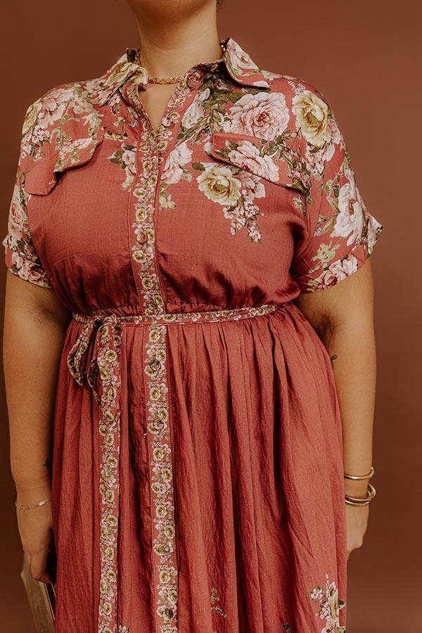 Sweet Symphony Floral Midi Dress in Rustic Rose Curves Image - 4