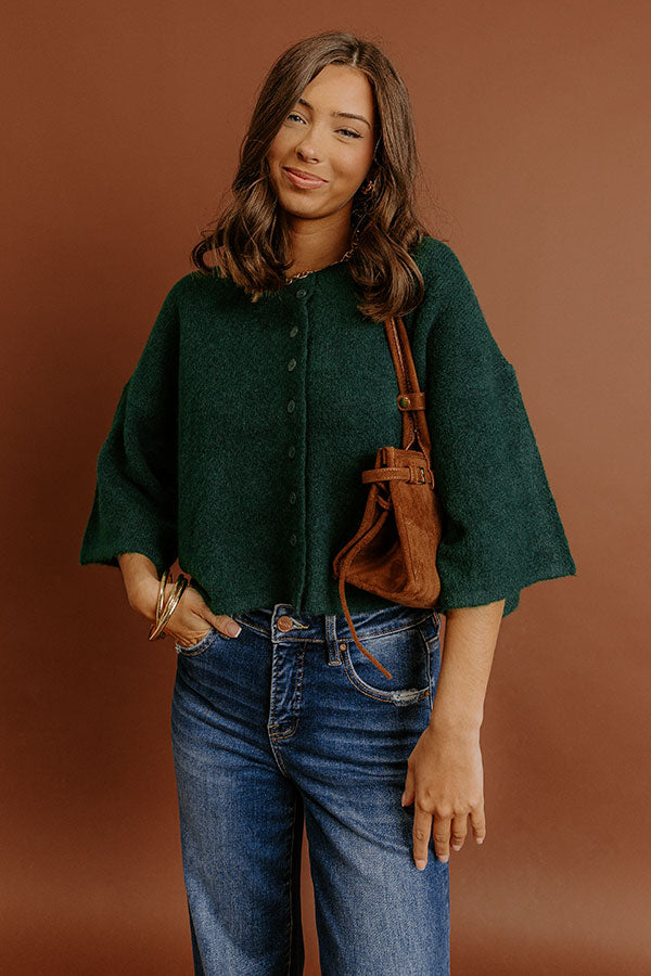 Uptown Chic Knit Cardigan in Hunter Green Image - 4