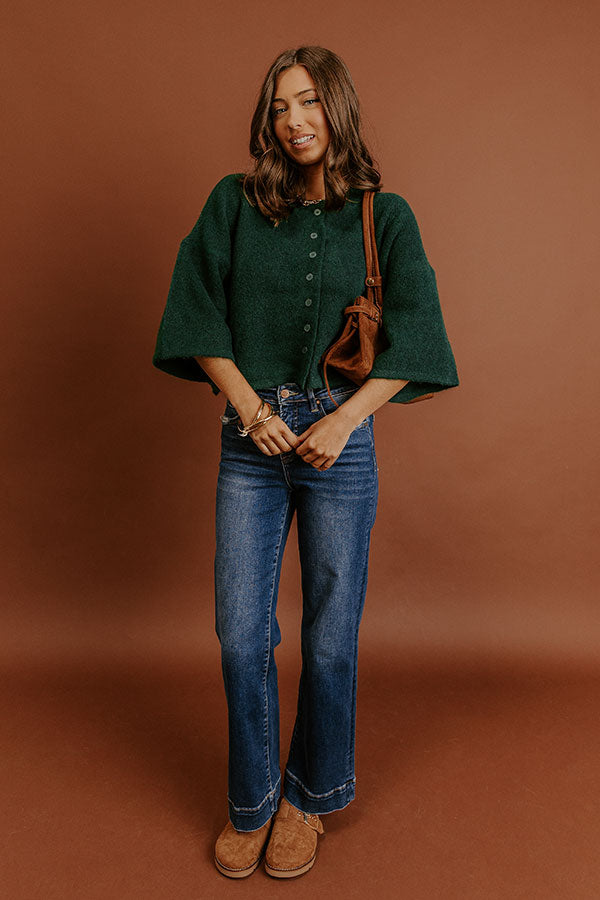 Uptown Chic Knit Cardigan in Hunter Green Image - 2