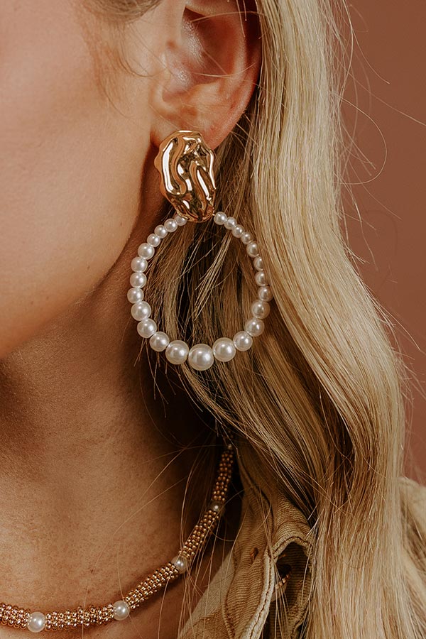 Rose Evening Pearl Dangle Earrings Image - 1