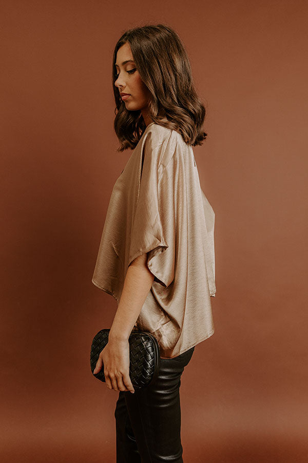 High Society Chic Satin Top in Taupe Image - 5