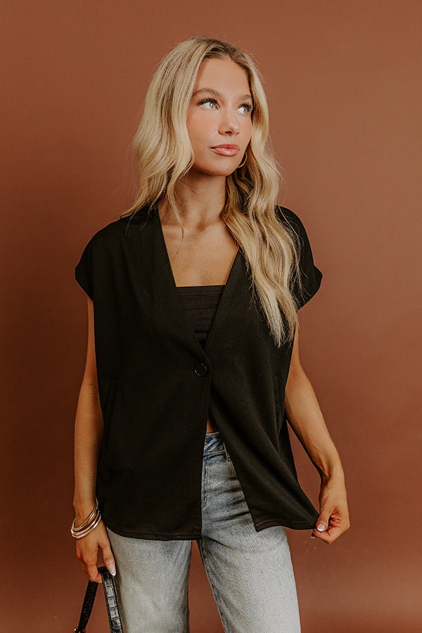 Chic Routine Oversized Vest Top in Black Image - 1