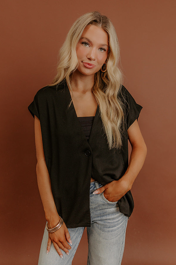 Chic Routine Oversized Vest Top in Black Image - 5