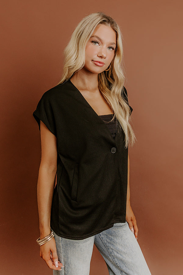 Chic Routine Oversized Vest Top in Black Image - 4