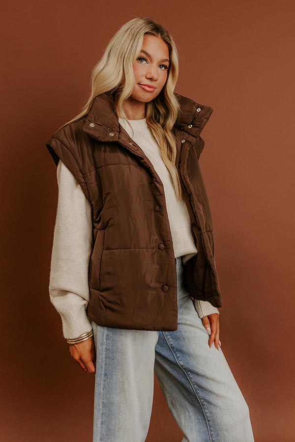 Brisk Stroll Puffer Vest in Chestnut Image - 5